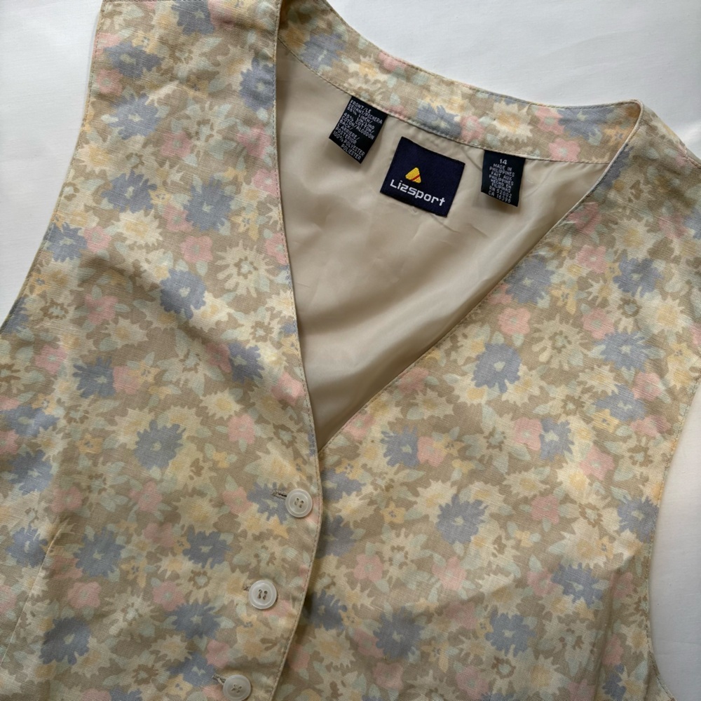 Vintage Lizsport Floral Vest Size 14